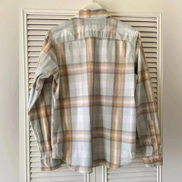 Columbia Men’s Long Sleeve Button Down Plaid Orange & Gray SZ S - Picture 2 of 6